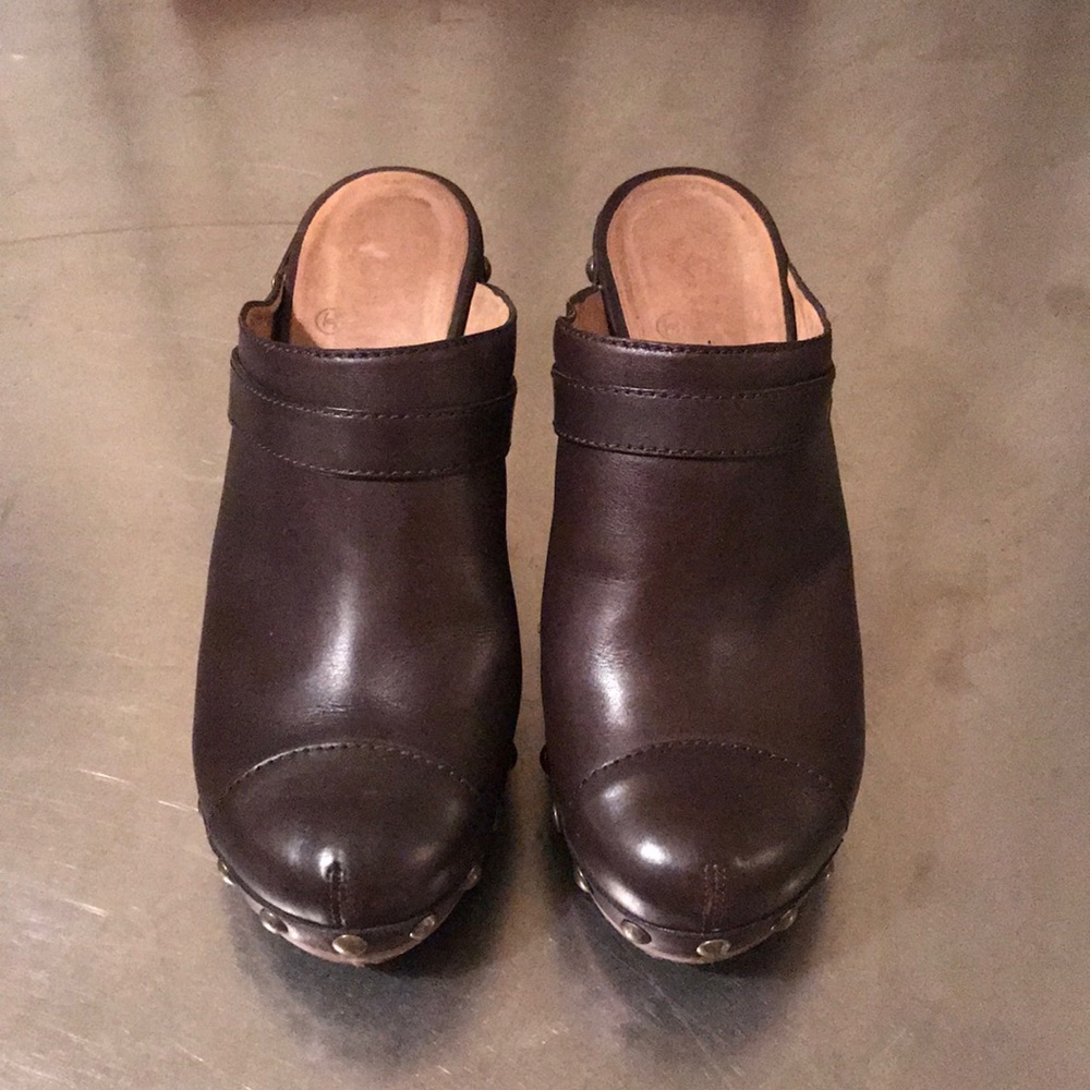 Chanel Clog Heel Mules brown leather size 41/42